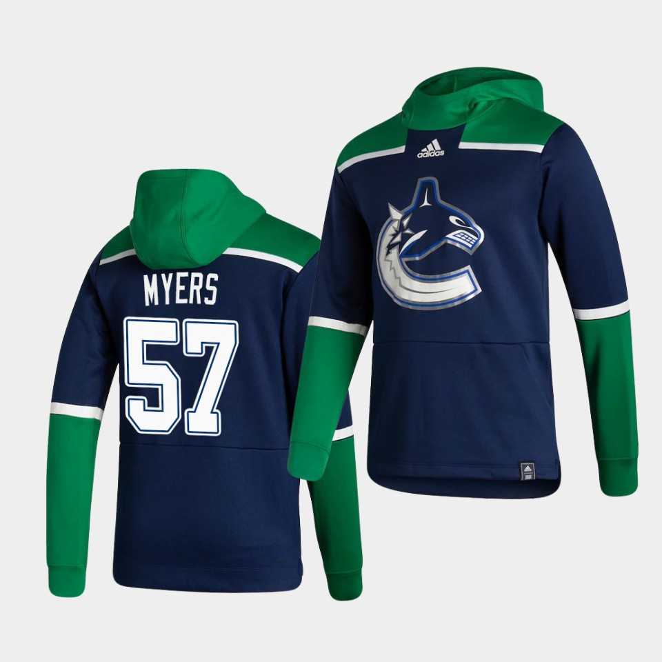 Men Vancouver Canucks 57 Myers Blue NHL 2021 Adidas Pullover Hoodie Jersey